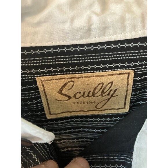 Scully Western Shirt Mens Size XXL Banded Collar Button Down Black And White - Picture 4 of 7